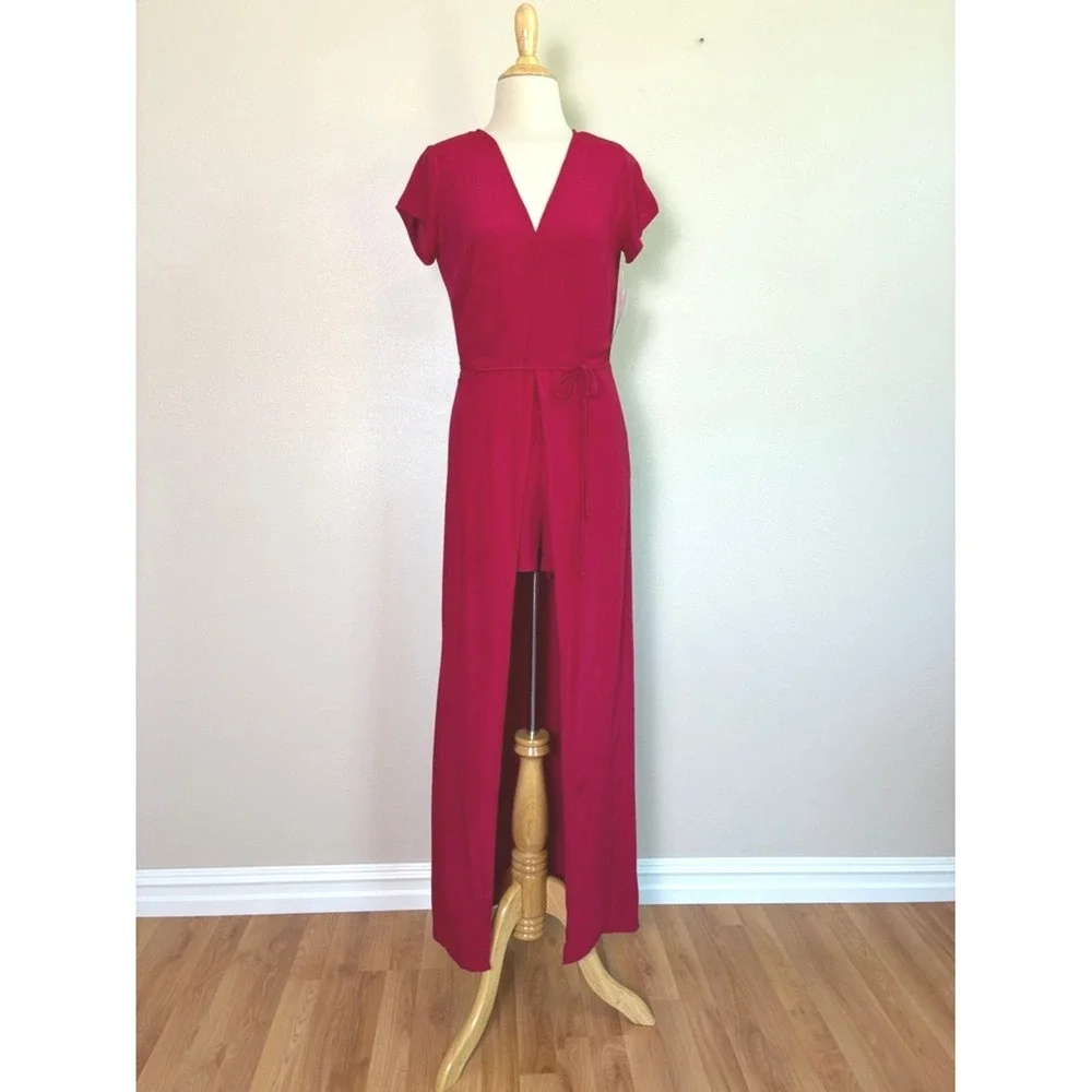 New LUCY LOVE Made in USA Brick Red‎ XS Short Romper with Attached Skirt Party